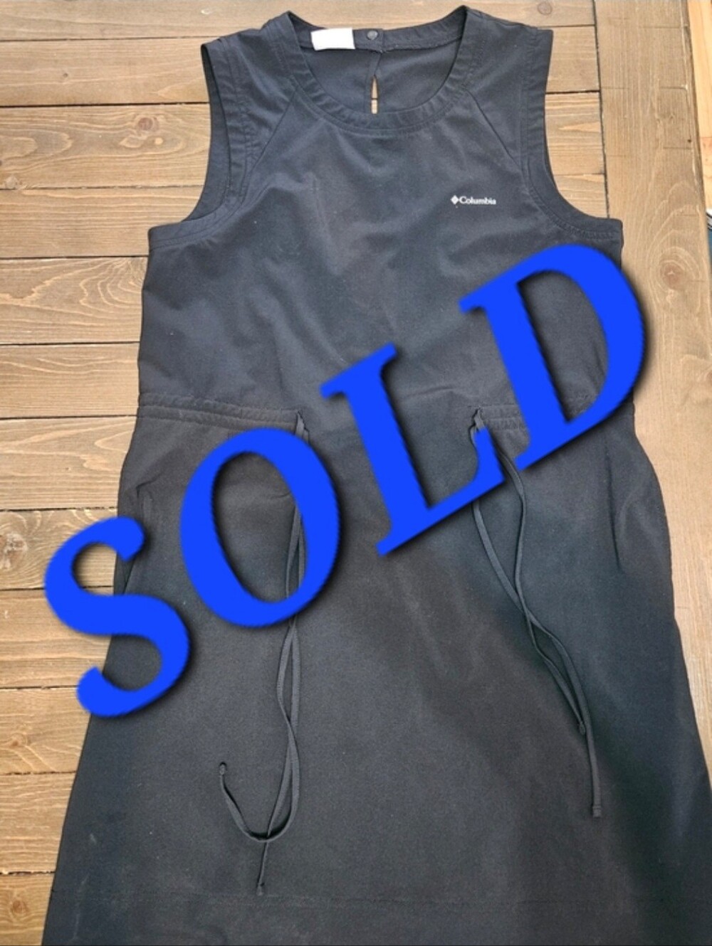 Columbia Black Sleeveless Drawstring Waist Dress